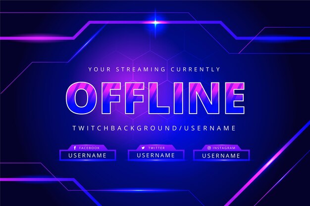 Bannière Twitch hors ligne dans un style gammer