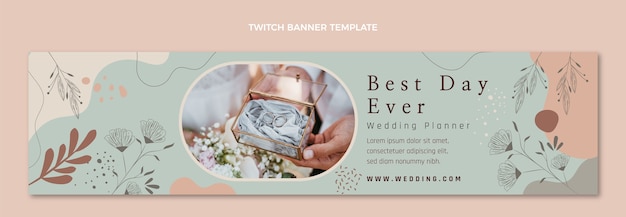 Vecteur gratuit bannière de twitch de planificateur de mariage floral