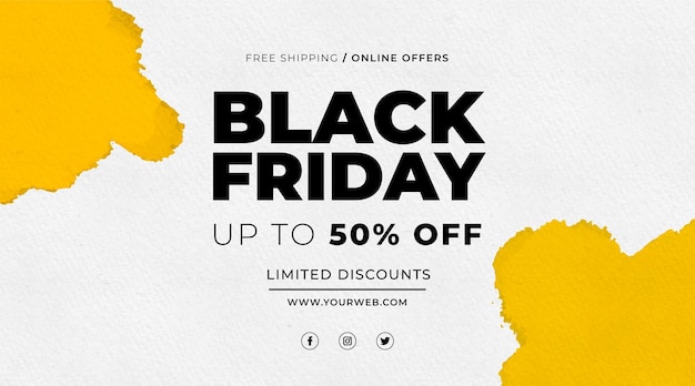 Bannière De Vente Aquarelle Black Friday