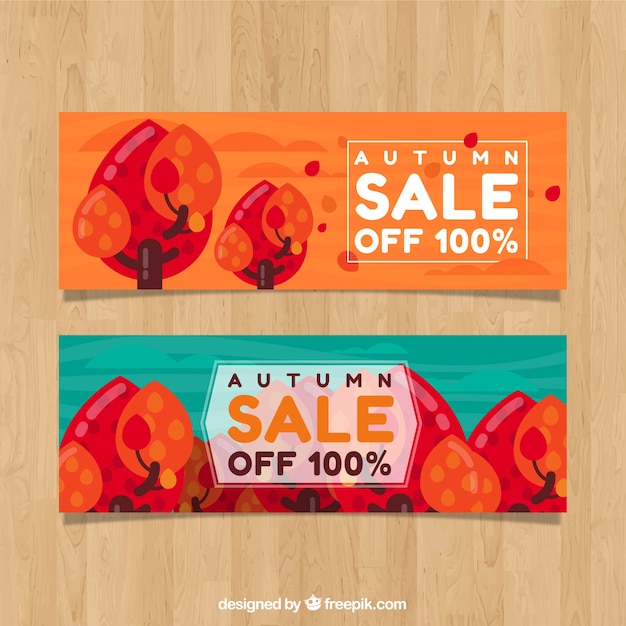 Bannière de vente d&#39;automne colorée
