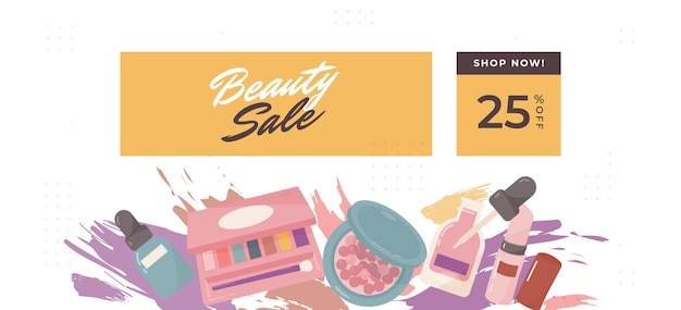 Bannière de vente de beauté dessinée à la main