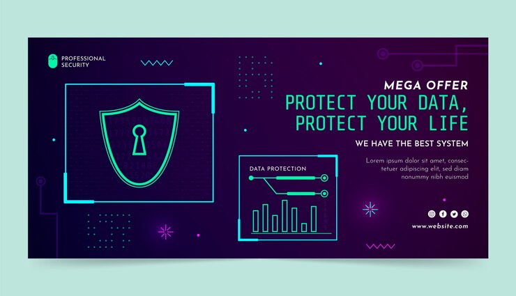 Vecteur gratuit bannière de vente de confidentialité des données dégradées