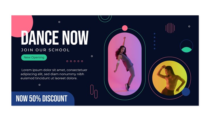 Vecteur gratuit bannière de vente d'école de danse dessinée à la main