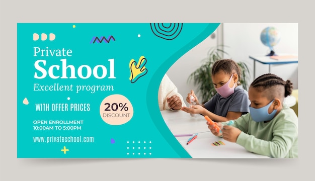 Vecteur gratuit bannière de vente d'école privée dessinée à la main