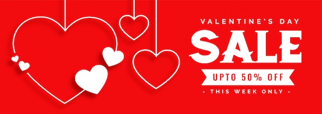 Vecteur gratuit bannière de vente élégante ligne style saint valentin