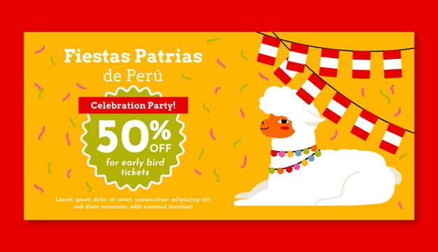 Vecteur gratuit bannière de vente fiestas patrias pérou dessin animé