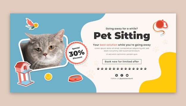 Bannière de vente de garde d'animaux design plat