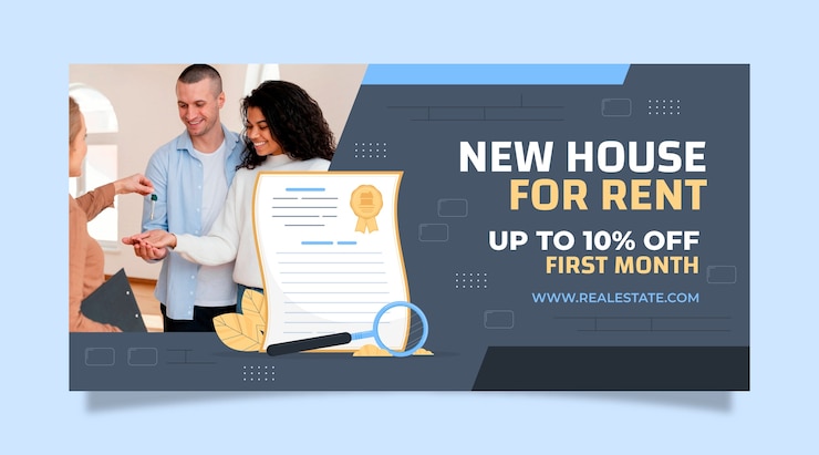 Vecteur gratuit bannière de vente immobilière design plat