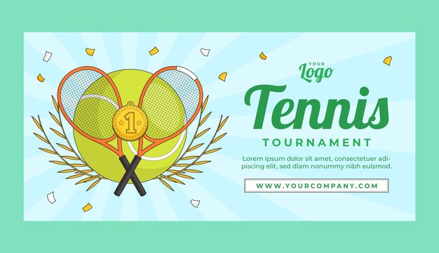 Vecteur gratuit bannière de vente de jeux de tennis dessinés à la main
