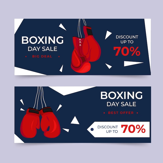 Vecteur gratuit bannière de vente de jour de boxe design plat