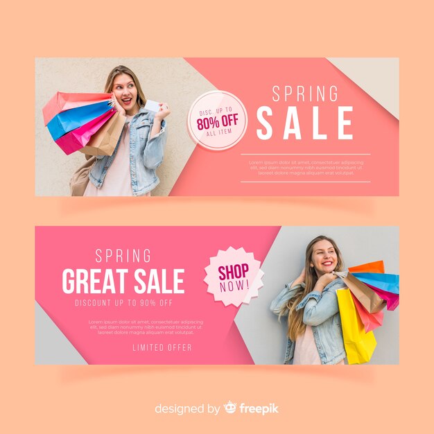 Bannière de vente de printemps photographique