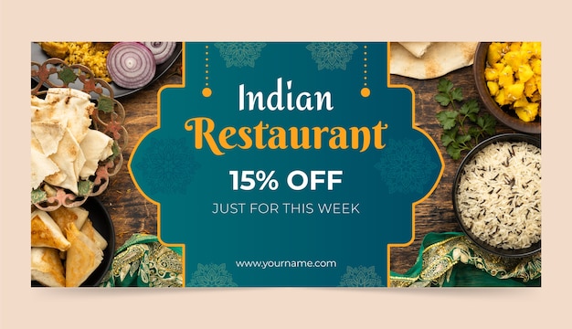 Vecteur gratuit bannière de vente de restaurant indien dégradé
