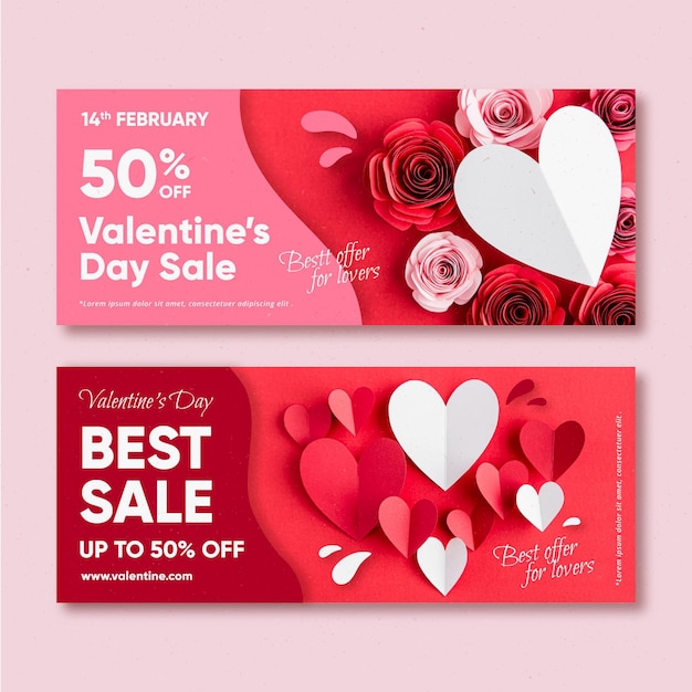 Vecteur gratuit bannière de vente saint valentin