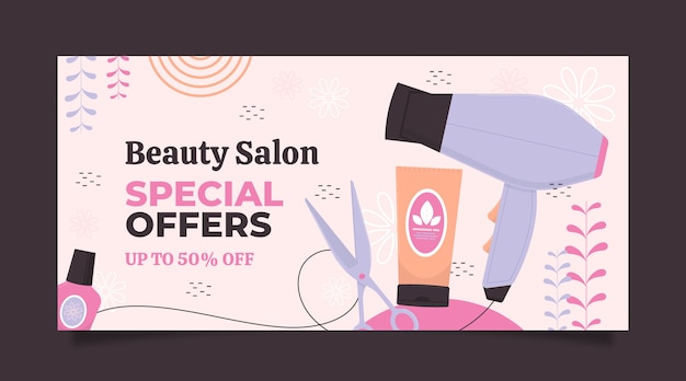 Vecteur gratuit bannière de vente de salon de beauté design plat