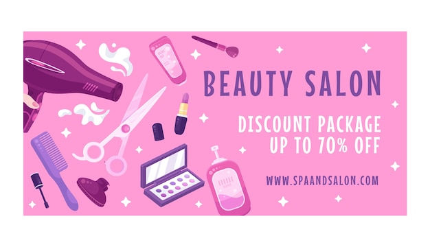 Vecteur gratuit bannière de vente de salon de beauté dessiné à la main