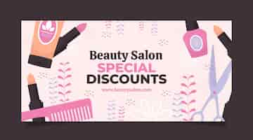 Vecteur gratuit bannière de vente de salon de beauté outils design plat