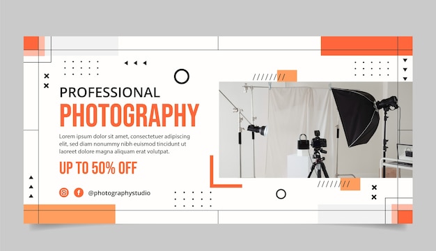 Vecteur gratuit bannière de vente de studio de photographie minimale