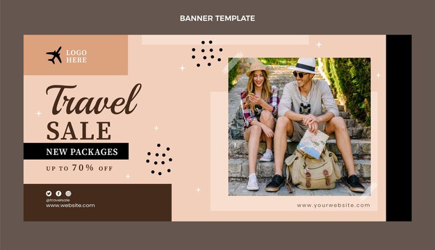 Bannière de vente de voyage plat