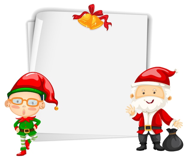 Bannière vide dans le thème de Noël avec Santa et elfes dessin animé cha