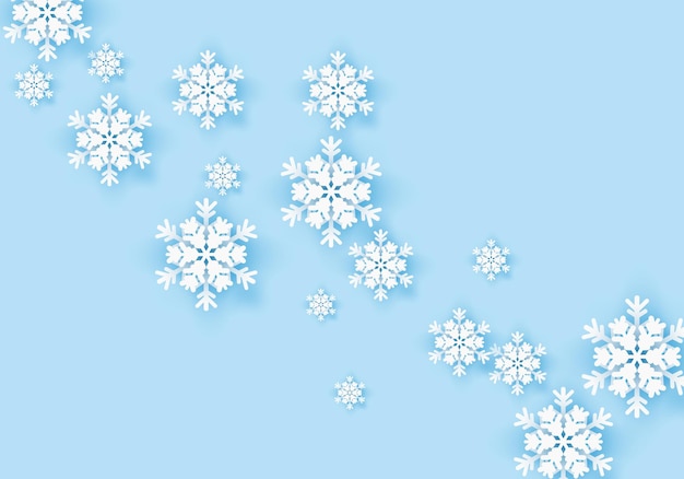 Bannière de voeux hiver flocon de neige avec fond bleu