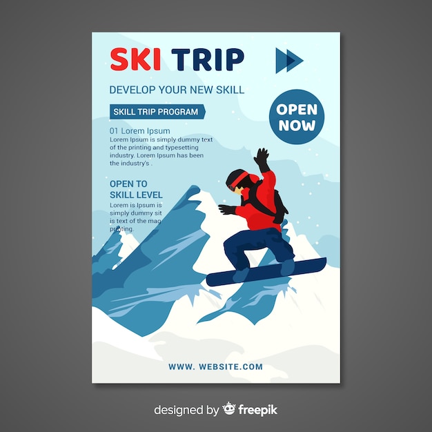 Vecteur gratuit bannière de voyage de ski