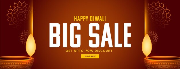 Bannière web brillante du festival de diwali de grande vente