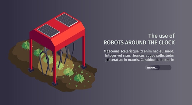 Vecteur gratuit bannière web de ferme intelligente avec station de plantation robotisée