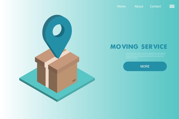 Bannière web vectorielle de services de déménagement avec boîte en carton