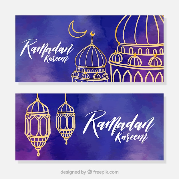 Bannières Aquarelle Ramadan