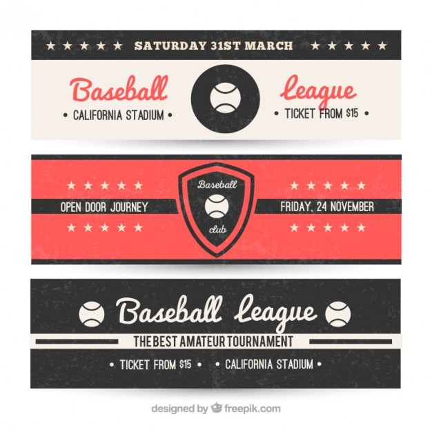 Vecteur gratuit bannières de baseball vintage