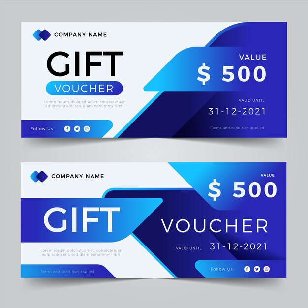 Bannières de bons cadeaux dégradés