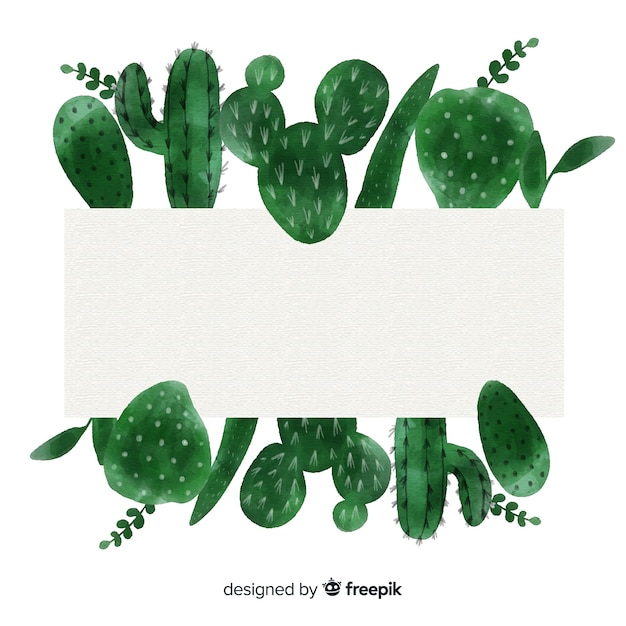 Bannières de cactus aquarelle avec bannière vierge