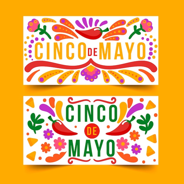 Vecteur gratuit bannières cinco de mayo dessinées à la main