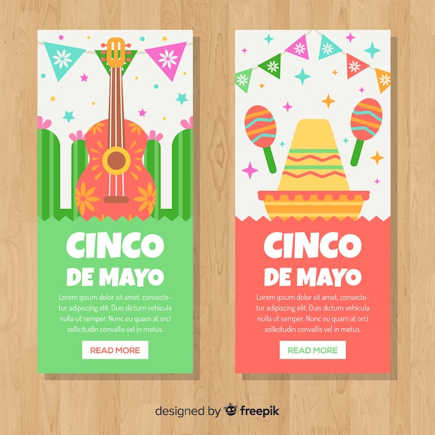 Vecteur gratuit bannières cinco de mayo