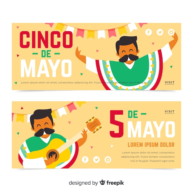 Vecteur gratuit bannières cinco de mayo