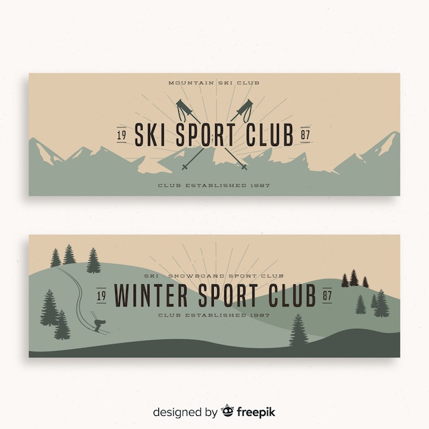 Vecteur gratuit bannières de clubs de sport d'hiver