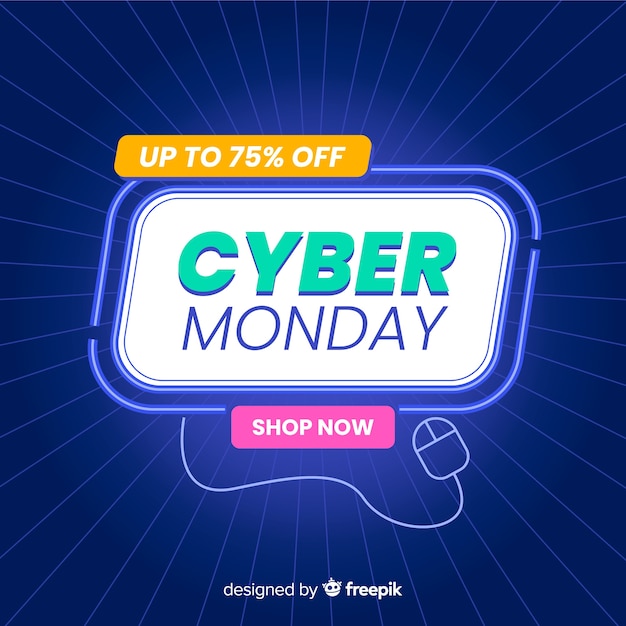 Bannières Cyber Monday Au Design Plat Avec Dégradé