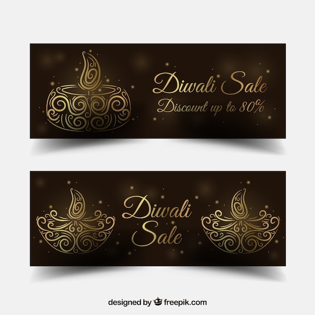 bannières décoratives de vente diwali