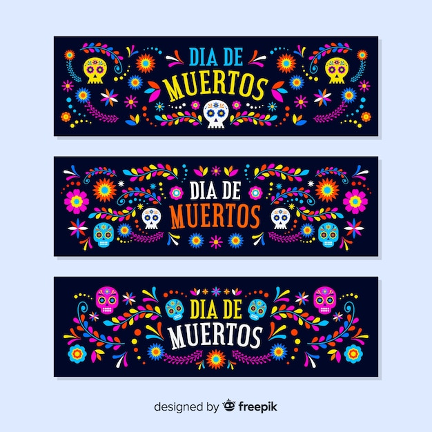 Bannières Día De Muertos Design Plat