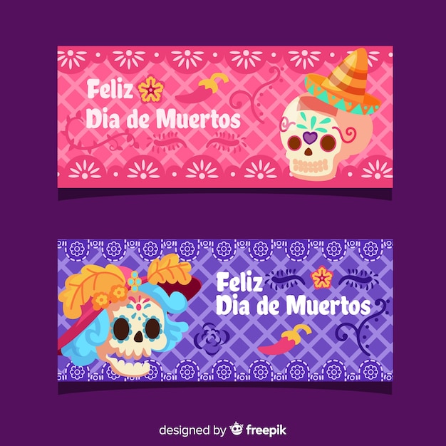 Bannières Día De Muertos Design Plat