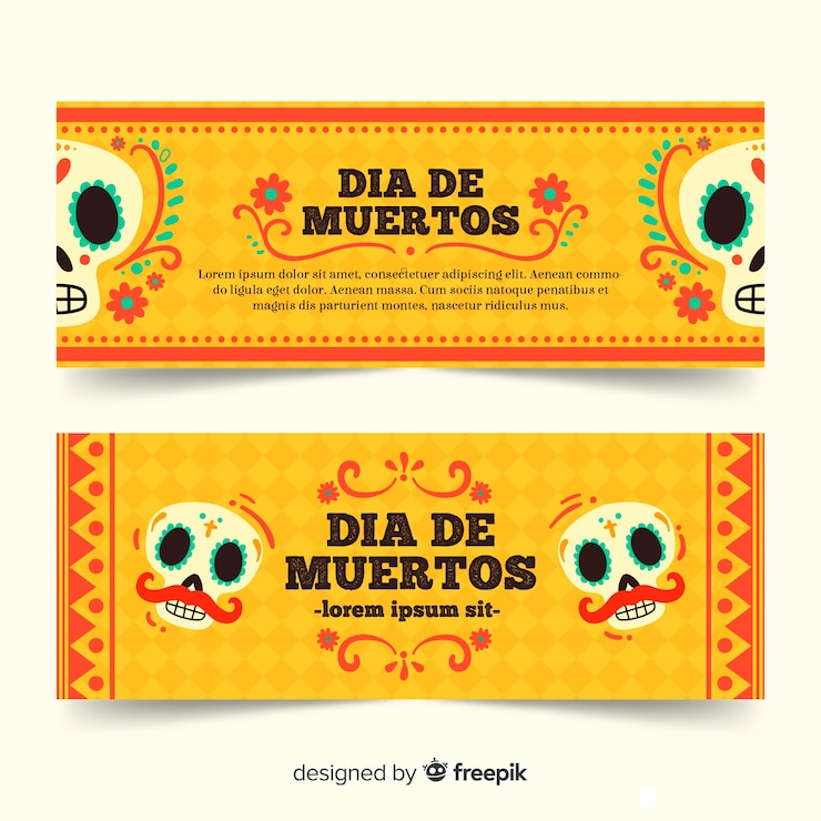 Vecteur gratuit bannières dia de muertos dessinées à la main