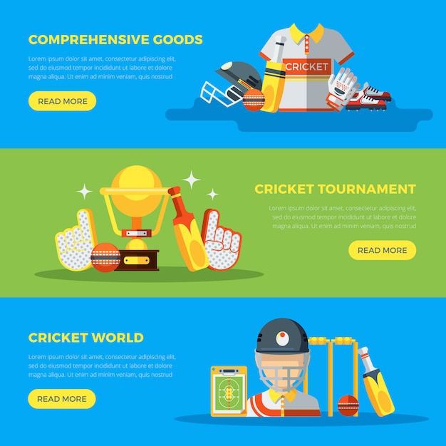 Vecteur gratuit bannières du monde de cricket