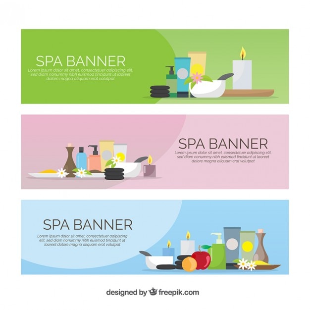 Vecteur gratuit bannières d'éléments de spa pack