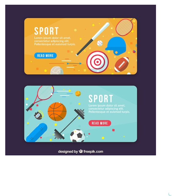 Vecteur gratuit bannières avec des éléments de sport