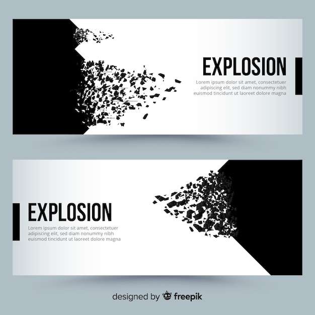 Vecteur gratuit bannières d'explosion noire