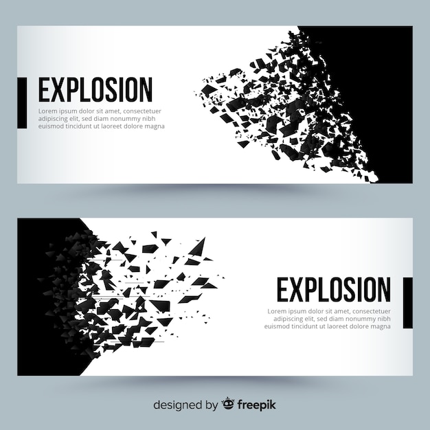 Vecteur gratuit bannières d'explosion noire