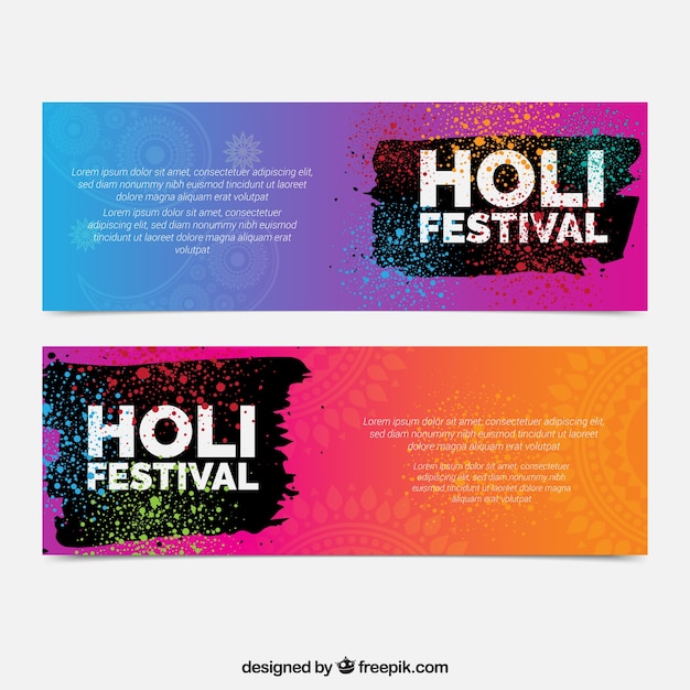 Vecteur gratuit bannières festival coloré de holi