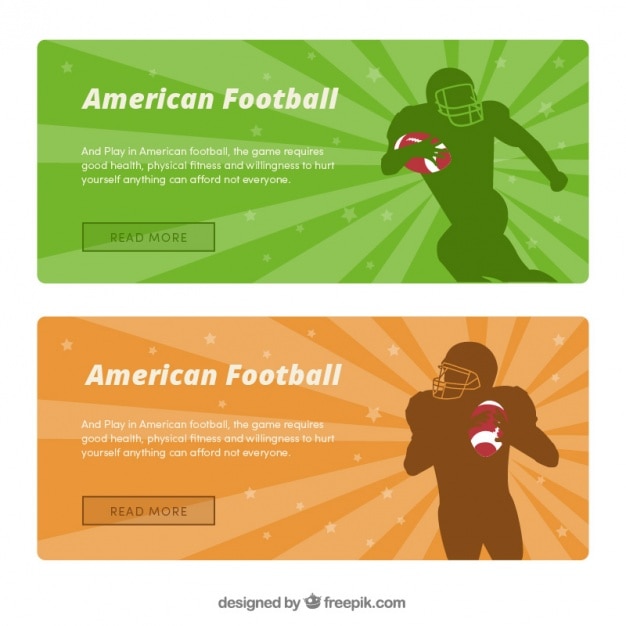 Vecteur gratuit bannières de football américain avec les joueurs silhouettes