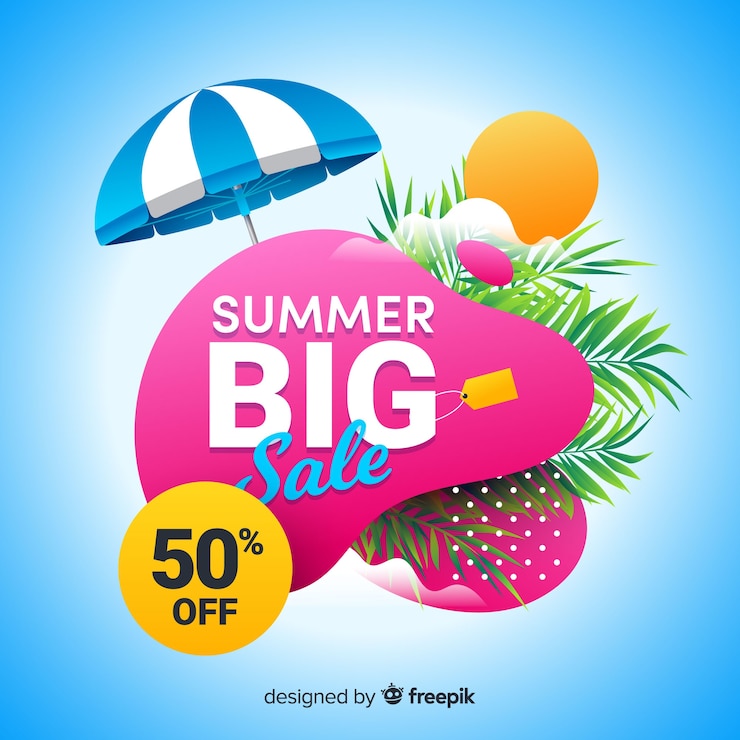 Vecteur gratuit bannières de forme liquide de vente d'été