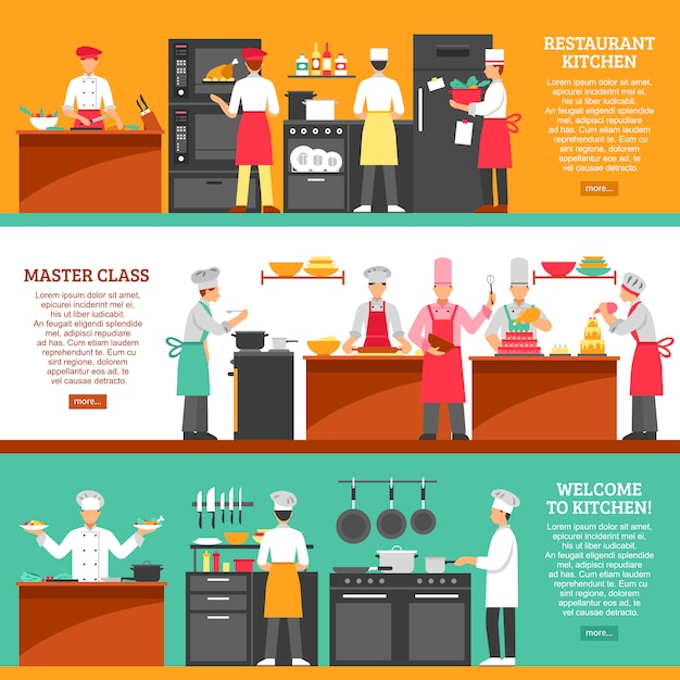 Vecteur gratuit bannières horizontales cooking master class